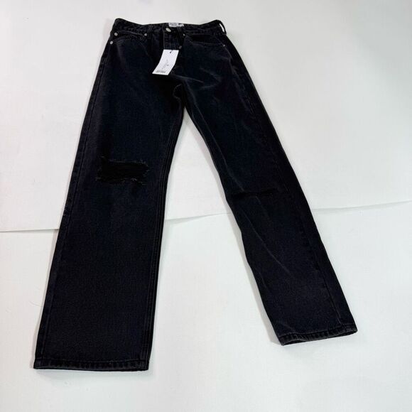 Princess Polly Jeans Womens 6 High Rise Boyfriend Black New Straight Leg Denim - Picture 1 of 10